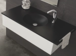 Plan vasque lavabo circulaire ⦰ 30 cm sur mesure Largeur 50 à 201 x P 40 à 51 cm Finition lisse 10 couleurs au choix, Anti bactérien Résine Akrytan® dans la masse Livraison Offerte.